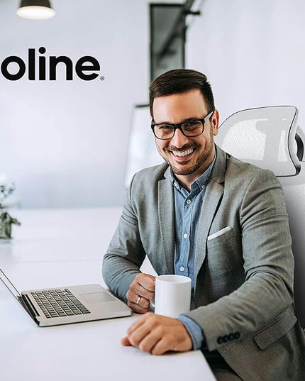 Oline ErgoPro Ergonomic Office Chair - Rolling Desk Chair with 4D Adjustable Armrest, 3D Lumbar Support and Blade Wheels - Mesh Computer Chair, Gaming Chairs, Executive Swivel Chair (White) - LeafyLoom