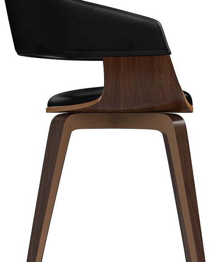 SIMPLIHOME Lowell Mid Century Modern Bentwood Dining Chair in Black Vegan Faux Leather for The Dining Room - LeafyLoom