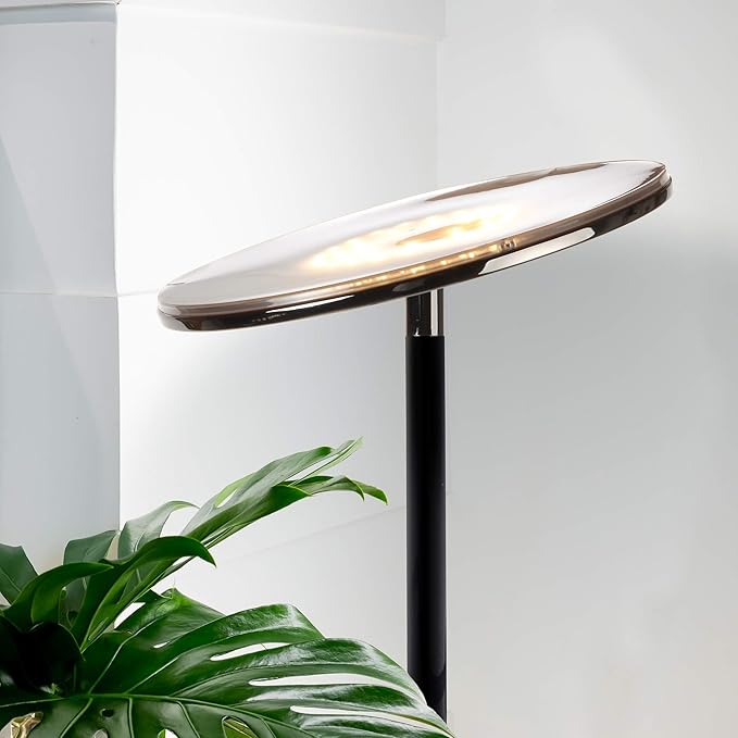 Brightech Sky LED Floor lamp, Torchiere Super Bright Floor Lamp for Living Rooms & Offices - Dimmable, Tall Standing Lamp for Bedroom Reading - Black Chrome - LeafyLoom