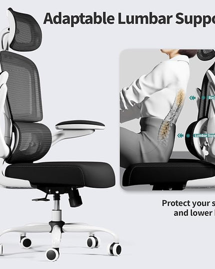 Ergonomic Office Chair Desk Chair, Gaming Chair, Computer Chair, Home Mesh Office Desk Chairs with Wheels,Comfortable Office Chair (Black&White) - LeafyLoom