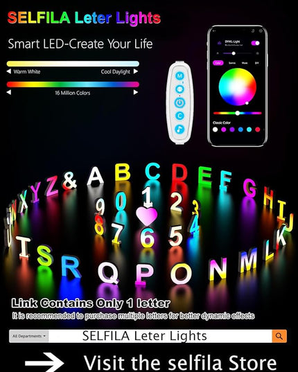 Splicing Letters Decorations Indoor Light - Alphabet Music Sync Color Changing Room Decor with App Control RGB Light Up Letters Boy Girl Gift Wedding Home Bar Wall Decoration(U) - LeafyLoom