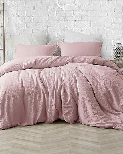 ETDIFFE Greyish Pink Comforter Set King Size, 3 Piece Aesthetic Modern Bedding Set - Soft & Lightweight All Season Microfiber Down Alternative Bed Comforter with 2 Pillow Shams for Women Girls - LeafyLoom