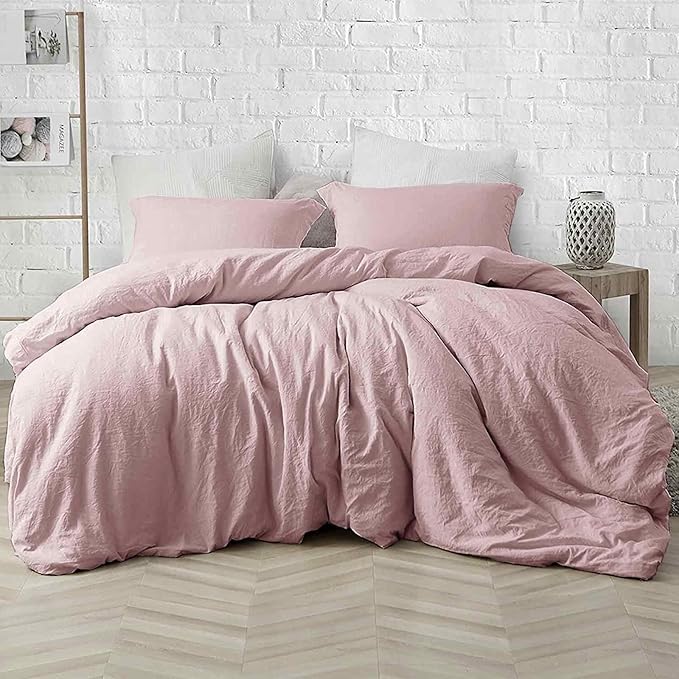 ETDIFFE Greyish Pink Comforter Set King Size, 3 Piece Aesthetic Modern Bedding Set - Soft & Lightweight All Season Microfiber Down Alternative Bed Comforter with 2 Pillow Shams for Women Girls - LeafyLoom