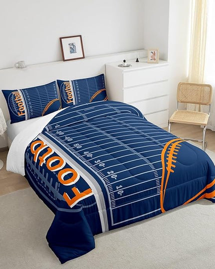 Feelyou Football Bedding Set Full Size Rugby Sports Comforter Set for Kids Boys Girls Decor Soccer Ball Game Comforter Microfiber American Football Duvet Set Bedroom Quilt Set - LeafyLoom