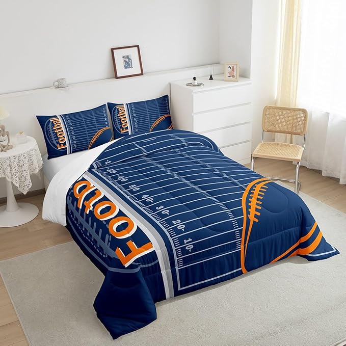 Feelyou Football Bedding Set Full Size Rugby Sports Comforter Set for Kids Boys Girls Decor Soccer Ball Game Comforter Microfiber American Football Duvet Set Bedroom Quilt Set - LeafyLoom