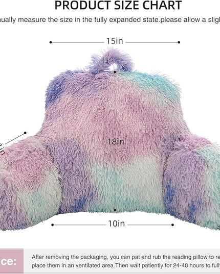 Aimuan Reading Pillow Bed Rest Pillow Plush Shaggy with Arms Cushion for Adults Teens Incline Rest Sitting up & Sleeping Snoring Pillow with Pregnancy Lumbar Back Support (Standard, Blue-Purple) - LeafyLoom