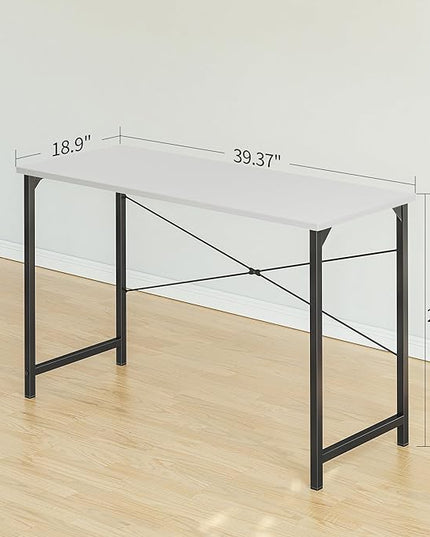 CubiCubi Computer Desk, 40 inch Home Office Desk, Modern Simple Style PC Table for Home, Office, Study, Writing, White - LeafyLoom