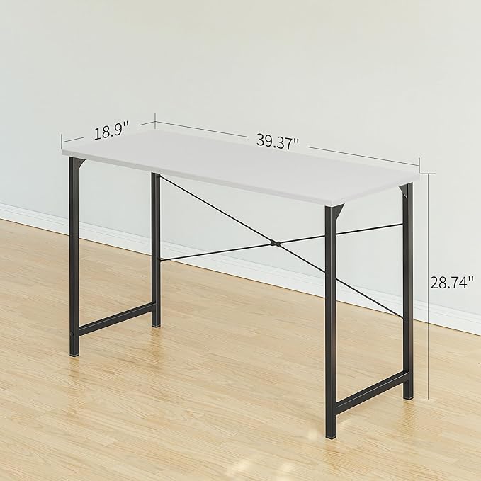CubiCubi Computer Desk, 40 inch Home Office Desk, Modern Simple Style PC Table for Home, Office, Study, Writing, White - LeafyLoom