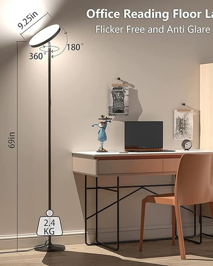 Keepsmile Double Side Lighting Led Floor Lamp with Remote Smart App 36W/2600LM Bright Tall Standing RGB Floor Lamp Angle Multicolor Dimmable Modern Floor Lamps for Livingroom Bedroom Office - LeafyLoom