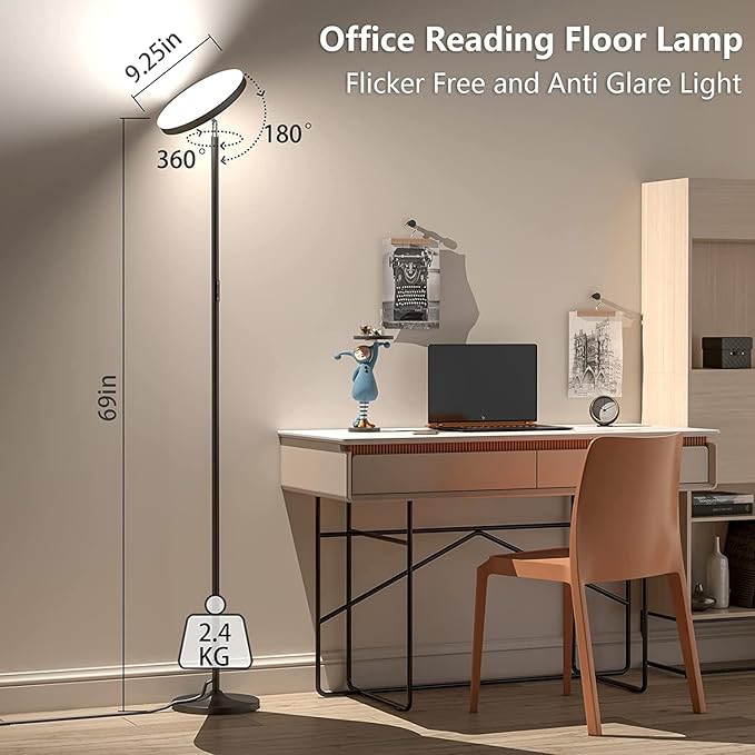 Keepsmile Double Side Lighting Led Floor Lamp with Remote Smart App 36W/2600LM Bright Tall Standing RGB Floor Lamp Angle Multicolor Dimmable Modern Floor Lamps for Livingroom Bedroom Office - LeafyLoom