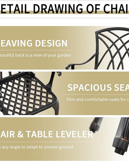 3 Piece Patio Bistro Set Outdoor Bistro Table Set Anti Rust Bistro Table and Chairs w/Umbrella Hole, Durable Patio Set for Porch, Balcony - LeafyLoom