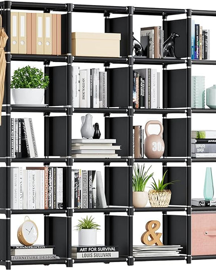 Mavivegue 20 Cube Book Shelf, Storage Organizer, Large DIY Bookcase, Metal Cube Bookshelf, Cubbies Closet Storage Organizer Shelves for Bedroom,Living Room,Home,Office - LeafyLoom