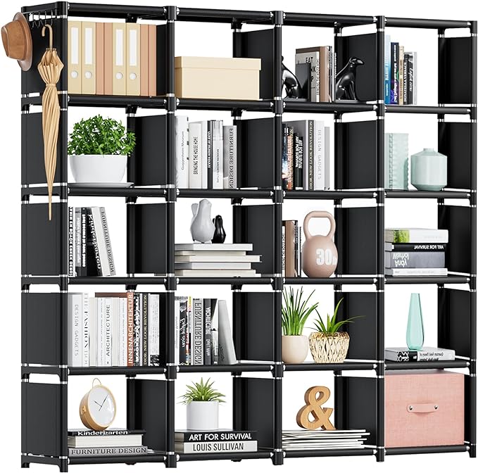 Mavivegue 20 Cube Book Shelf, Storage Organizer, Large DIY Bookcase, Metal Cube Bookshelf, Cubbies Closet Storage Organizer Shelves for Bedroom,Living Room,Home,Office - LeafyLoom