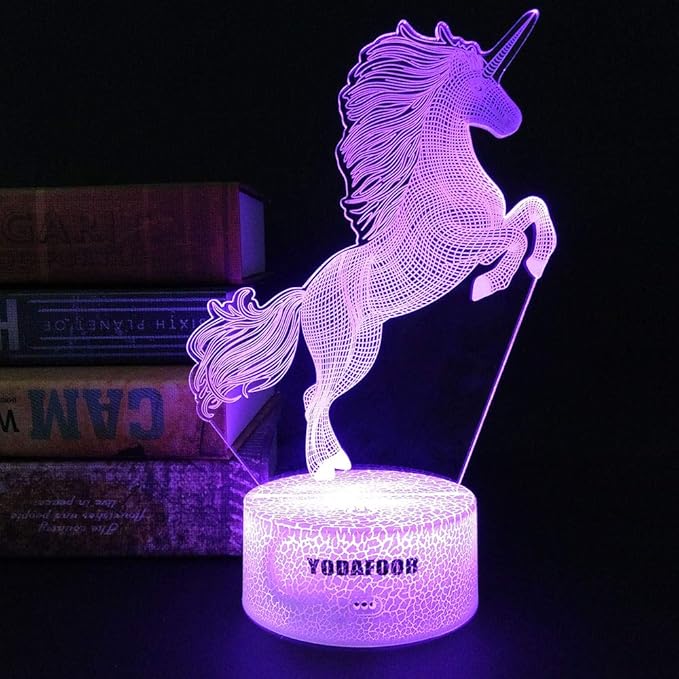Unicorn Night Light Lamp, Unicorn Toy Gifts for Boys Girl Teen Kids, Bedroom Table Decor Light, 16 Color Remote Lamp Smart Touch - LeafyLoom