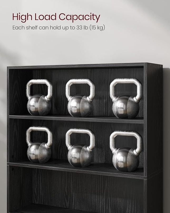 VASAGLE Bookshelf, 31.5 Inches Wide, 5-Tier Open Bookcase with Adjustable Storage Shelves, Floor Standing Unit, Ebony Black ULBC175T56 - LeafyLoom