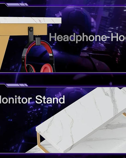 Casaottima L Shaped Gaming Desk, Home Office Desk with Round Corner, Computer Desk with Large Monitor Stand Desk Workstation - LeafyLoom
