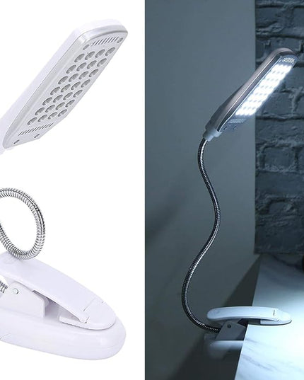 Haofy 6W Desk Lamp 28 LED Clip on Reading Light Clamp Book Light 360 Degree Rotating Table Desk Lamp Eye-Care Lamp Bedside Reading Light USB Rechargeable/Battery - LeafyLoom