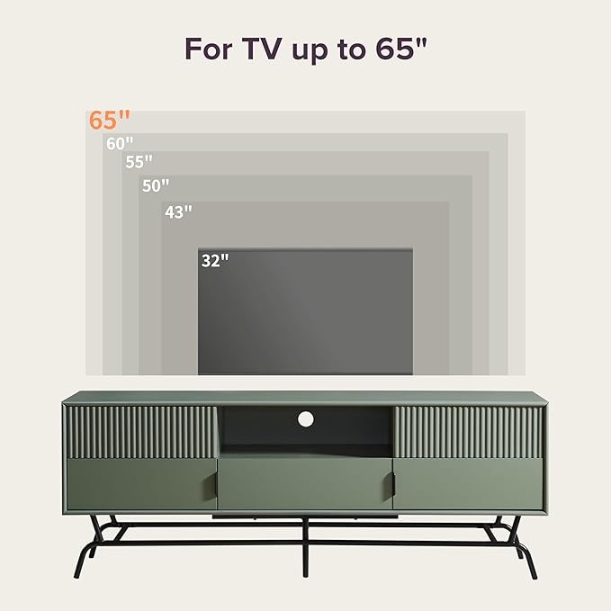 24/7 Shop at Home Quin Modern TV Stand with Storage Drawers, Media Console Cabinet, Entertainment Center for 65 inch Television, Unique Living Room Furniture, Light Gray - LeafyLoom