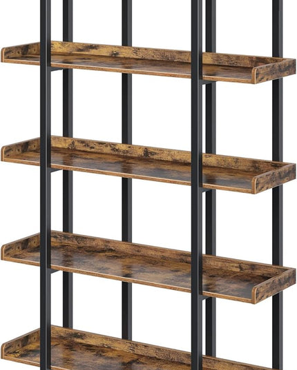 Rolanstar Bookshelf 5-Tier, 71.8’’H Industrial Book Shelf, Large Bookcases and Bookshelves with Open Shelves, Open Display Shelves with Metal Frame for Living Room Bedroom Home Office, Rustic Brown - LeafyLoom