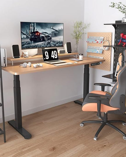 AIMEZO Standing Desk Frame, Dual Motor Electric Height Adjustable Sit Stand Desk Frame with 4 Memory Preset Button, USB Charging Port for Home Office (3 Tier Legs, Black) - LeafyLoom