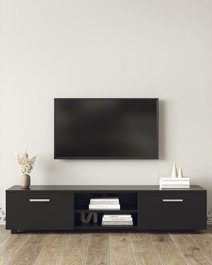 NicBex TV Stand for 70 Inch TV Modern TV Media Console Table with 2 Storage Cabinet and Open Shelves,Entertainment Center with Storage for Living Room,Bedroom,63 Inch,Black - LeafyLoom