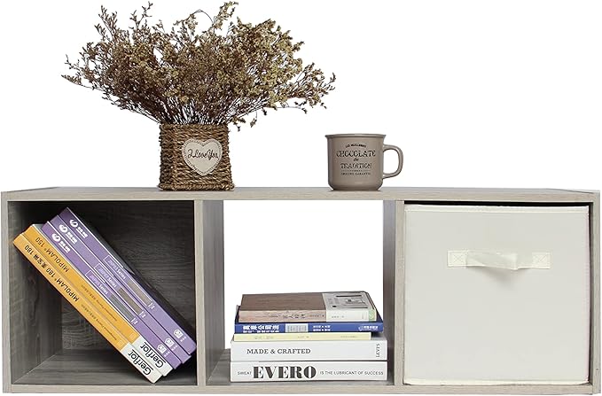 PACHIRA E-Commerce Storage Bookcase Wooden, Unit Shelf, Closet Cabinet, DVD Rack Bookshelf File Organizer Rack in Living Room, Bedroom, Study, each cube 11.22“, 3 Cube, OAK GREY - LeafyLoom