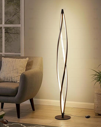 Floor Lamp,LED Floor Lamps for Living room,40W - 2500LM - 3Color Bright Remote Dimmable Standing Lamp,53" Spiral Black Modern Floor Lamp for Living Room Bedroom Office Dining Room. - LeafyLoom