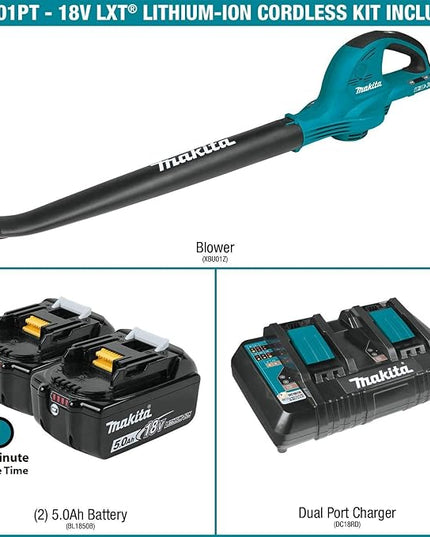 Makita XBU01PT 36V (18V X2) LXT® Blower Kit (5.0Ah) - LeafyLoom