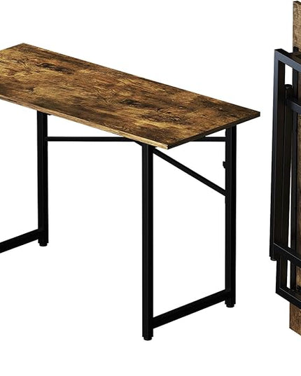47 inch Folding Computer Desk, Writing Gaming Computer Camping Table, No Assembly Required Home Office Desk, Rustic Brown - LeafyLoom