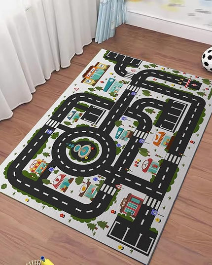 Analog ABC Kids Rug Playroom Car Rug Play Mat City Life Road Rug for Cars Fun City Map for Carpet for Bedroom Boys (31 * 47 inches, Clean City) - LeafyLoom