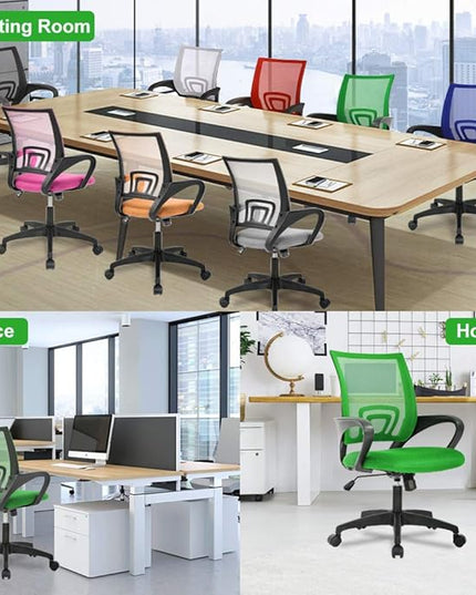 Home Office Chair Ergonomic Desk Chair Mesh Computer Chair with Lumbar Support Armrest Adjustable Rolling Swivel Chair for Women Adults, Green - LeafyLoom