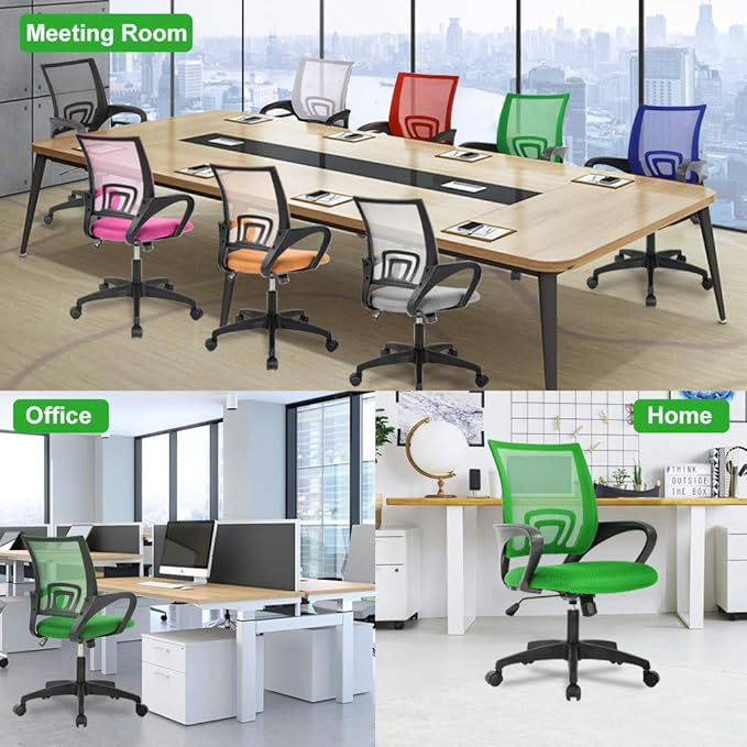 BestOffice Home Office Chair Ergonomic Desk Chair Mesh Computer Chair with Lumbar Support Armrest Executive Rolling Swivel Adjustable Mid Back Task Chair,Green - LeafyLoom