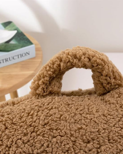 A Nice Night Sherpa Fleece Flannel Reading Pillow Bed Wedge Children Backrest with Arms Back Support for Sitting Up in Bed/Couch,Khaki - LeafyLoom