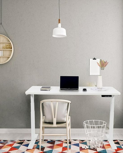 55“*27.5”Height Adjustable Electric Standing Desk with Storage Sit Stand Desk Computer Desk Home Office Desk Memory Controller by BOSCH Motor by BOSCH (Wood/White Frame 55 * 27.5) - LeafyLoom