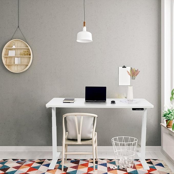 55“*27.5”Height Adjustable Electric Standing Desk with Storage Sit Stand Desk Computer Desk Home Office Desk Memory Controller by BOSCH Motor by BOSCH (Wood/White Frame 55 * 27.5) - LeafyLoom