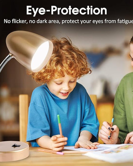 LED Desk Lamp, Flexible Gooseneck with Table lamp, 3.5W 240LM 4000K Cool White Study Lamps for Bedroom and Office, Eye Protection, ETL Listed,Gold - LeafyLoom
