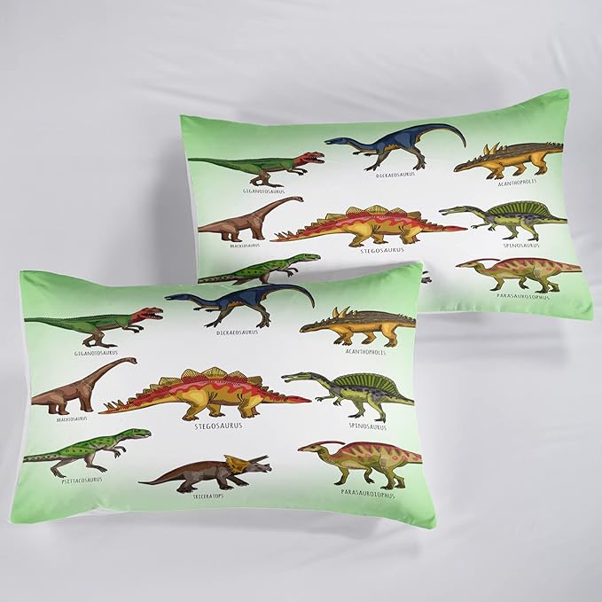 CVHOUSE Dinosaur Bedding Set,Dinosaur Comforter,Dinosaur Comforter Set Full,Microfiber Quilt Set with 1 Comforter and 2 Pillow Cases- 3 Piece - LeafyLoom