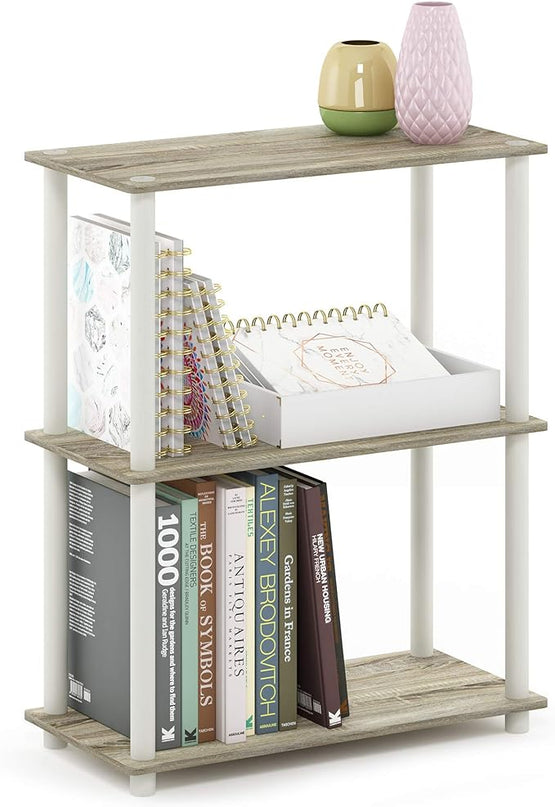 Furinno Turn-N-Tube 3-Tier Compact Multipurpose Shelf Display Rack, Sonoma Oak/White - LeafyLoom