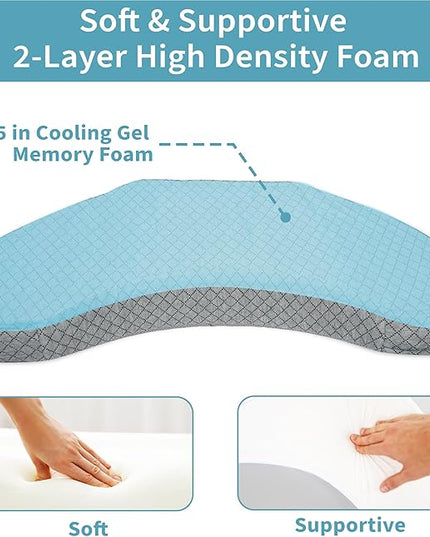 Bedsore Positioning Pillow for Bedsore Prevention and Faster Recovery - Heat Regulating Bed Sore Cushion for Butt Lifting and Easy Positioning - 2X Non-Skid Removable Covers (Grey) - LeafyLoom