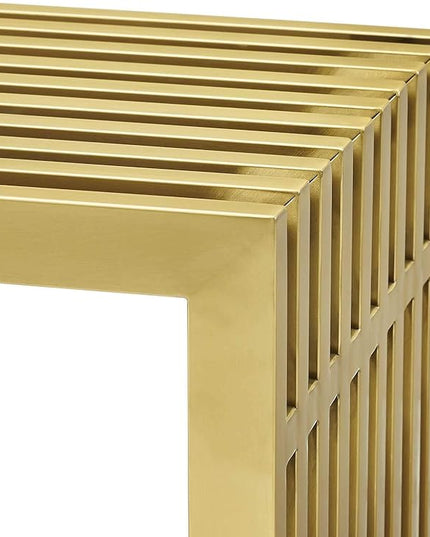 Modway Gridiron Contemporary Modern Gold Stainless Steel Medium Bench, 46.5" - LeafyLoom