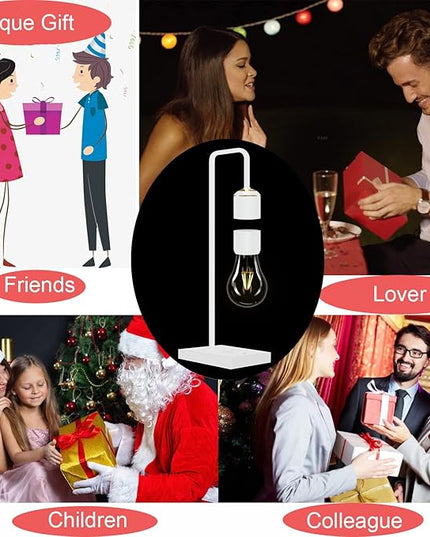 Magnetic Levitating Lamp with Phone Wireless Charging Pad 24.5" Floating White Table Lamp Nightstand Lamp Bedside Lamp White Lamp for Bedrooms & Living Room Christmas Gift Home Decoration - LeafyLoom