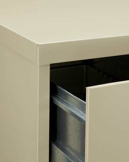 Lorell 4-Drawer Vertical File with Lock, 15 by 25 by 52-Inch, Putty - LeafyLoom