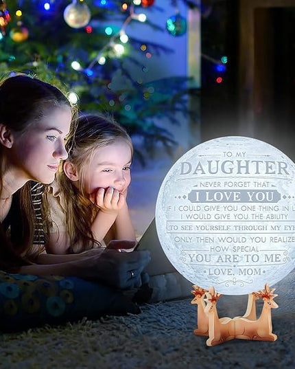 Mother's Day Birthday Gifts for Daughter from Mom, Engraved 3D Night Light with Touch Control Brightness, Christmas Wedding Gift for Daughter - LeafyLoom