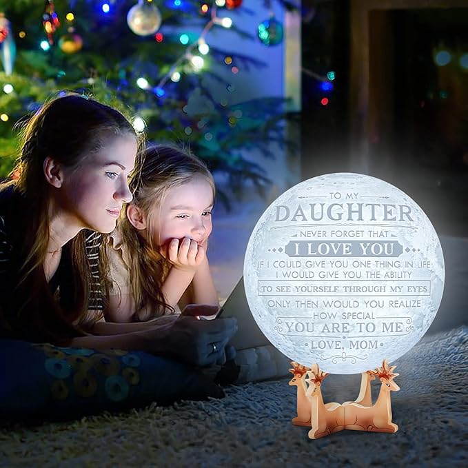 Mother's Day Birthday Gifts for Daughter from Mom, Engraved 3D Night Light with Touch Control Brightness, Christmas Wedding Gift for Daughter - LeafyLoom