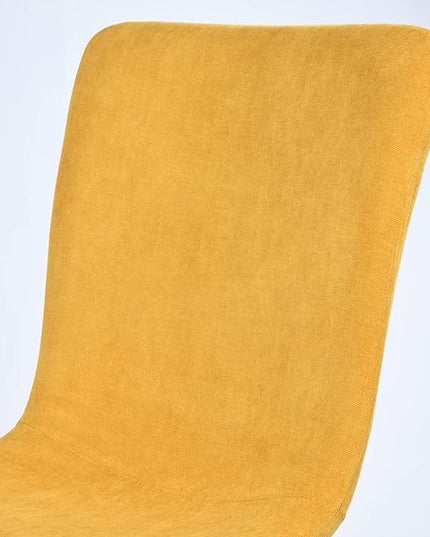 FurnitureR Dining Chairs Upholstered Set of 4, Terry Fabric Accent Side Chair Armless Mid-Back with Metal Legs for Living Room Kitchen Dining Room, Yellow - LeafyLoom