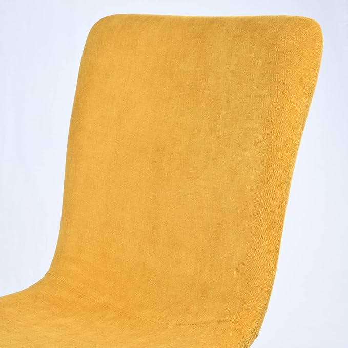 FurnitureR Dining Chairs Upholstered Set of 4, Terry Fabric Accent Side Chair Armless Mid-Back with Metal Legs for Living Room Kitchen Dining Room, Yellow - LeafyLoom