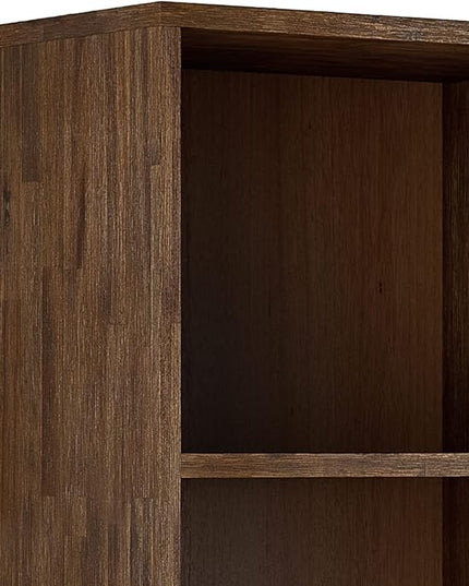 SIMPLIHOME Clarkson SOLID ACACIA WOOD 22 Inch Wide Contemporary Bookcase with Storage in Rustic Natural Aged Brown, For the Living Room, Study Room and Office - LeafyLoom