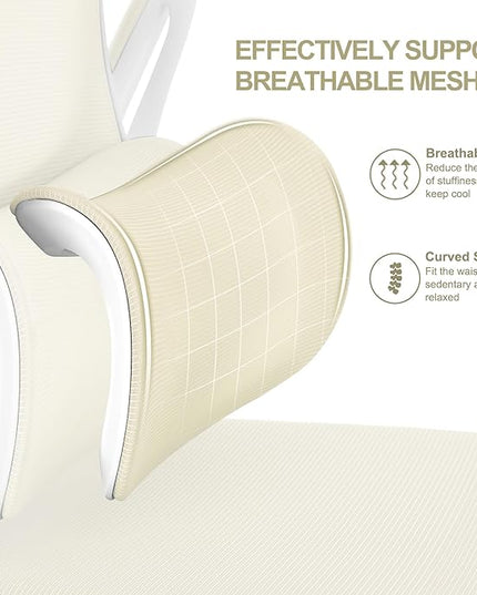 Misolant Ergonomic Office Chair, Desk Chair with Lumbar Support, Mesh Office Chair, Ergonomic Chair with Adjustable Headrest and Armrest, Comfortable Office Chair for Home Beige - LeafyLoom