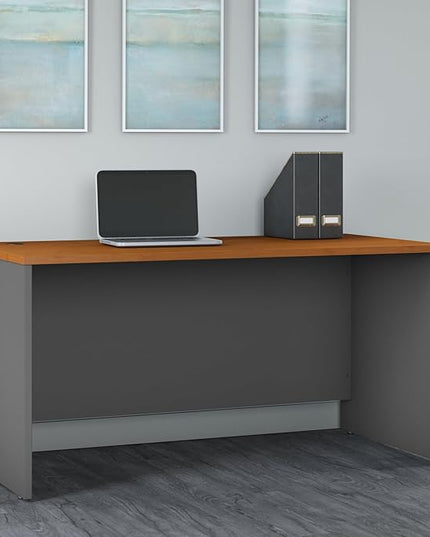 Bush Business Furniture Series C 60W Office Desk in Natural Cherry, Large Computer Table for Home and Professional Workplace - LeafyLoom