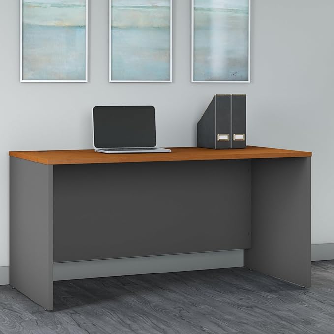 Bush Business Furniture Series C 60W Office Desk in Natural Cherry, Large Computer Table for Home and Professional Workplace - LeafyLoom